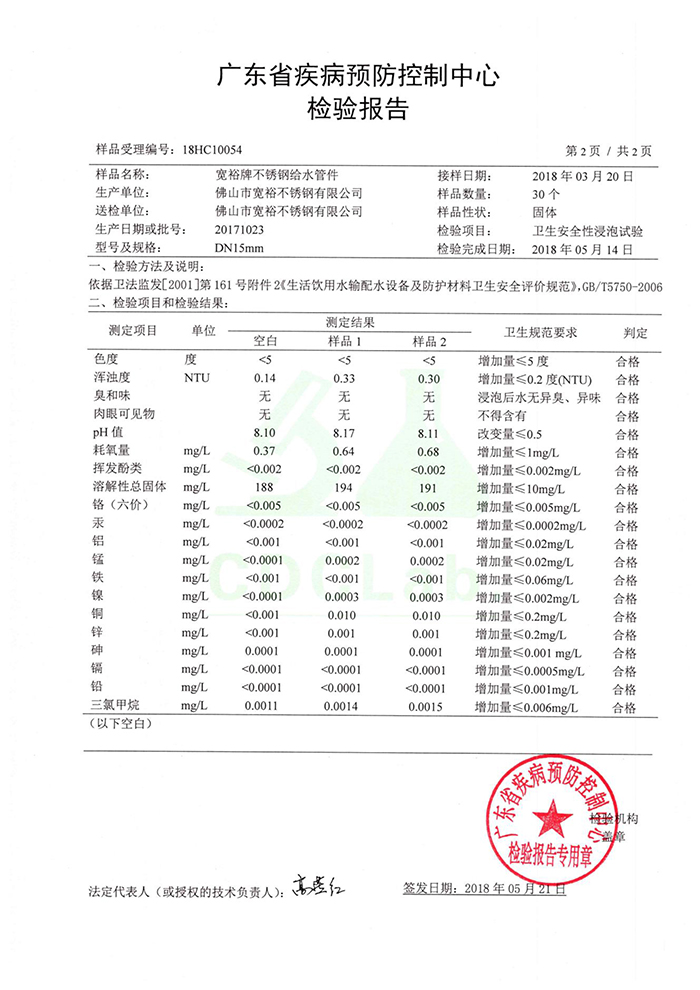广东省疾病预防控制中心检验报告